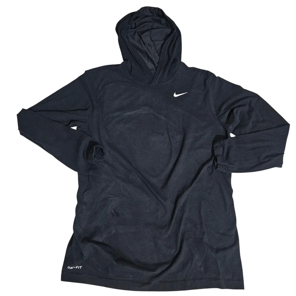 Nike Dri-FIT Mens Long Sleeve Hooded T-Shirt Black 398074-00A M